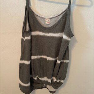 Olive Tie Dye Striped Maternity Tank Top